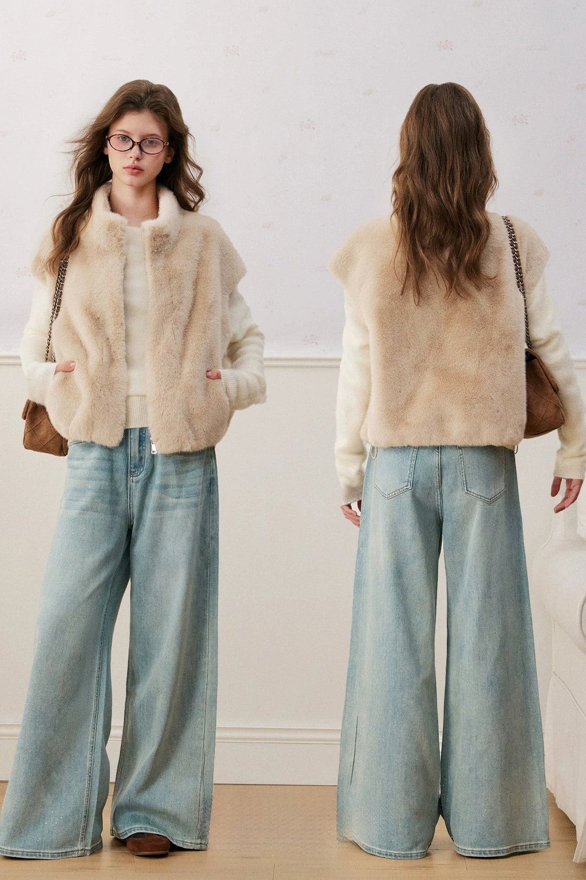 Cloud Velvet Stand Collar Faux Fur Vest