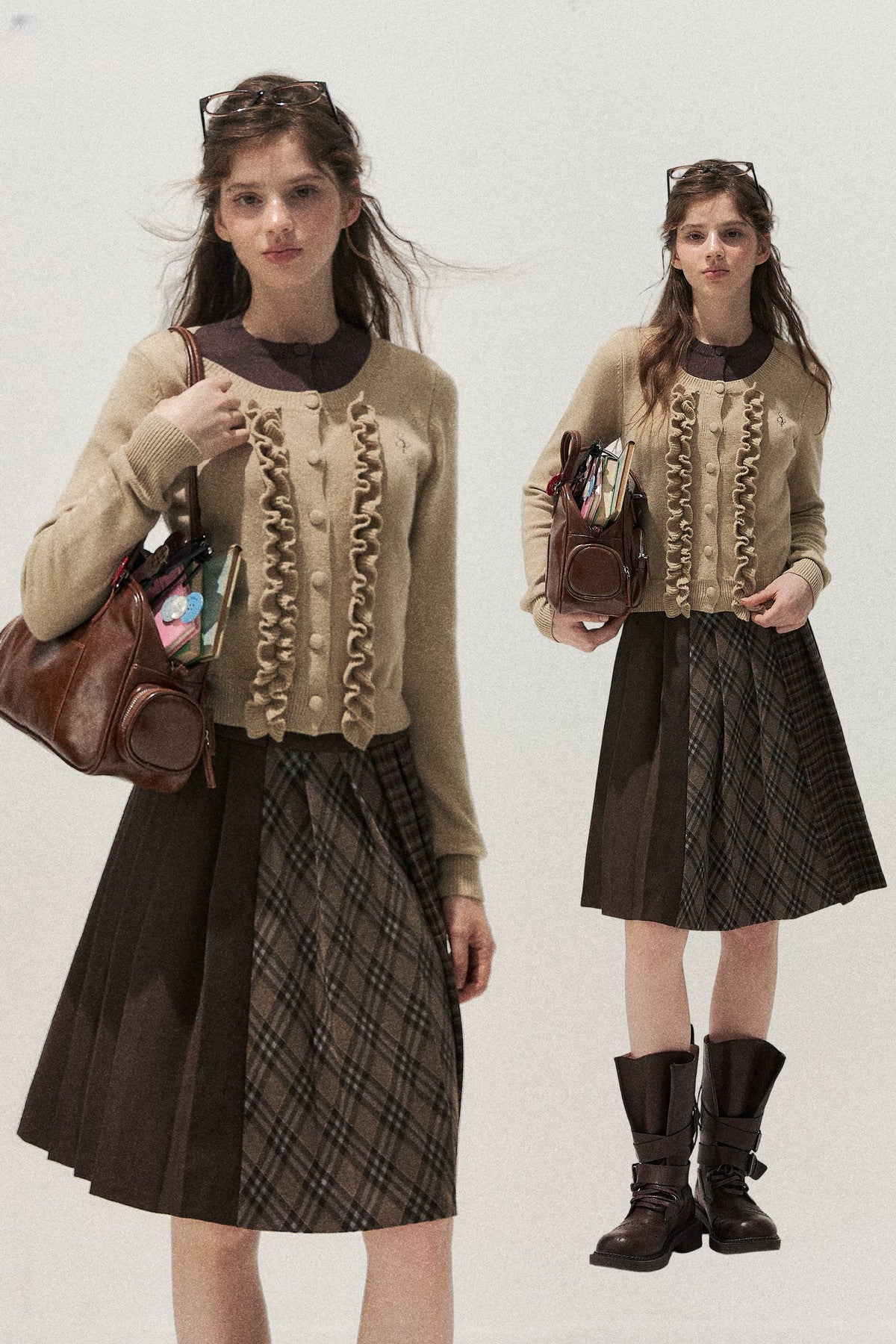 Layered-Look Floral Ruffle Sweater