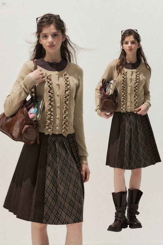 Layered-Look Floral Ruffle Sweater