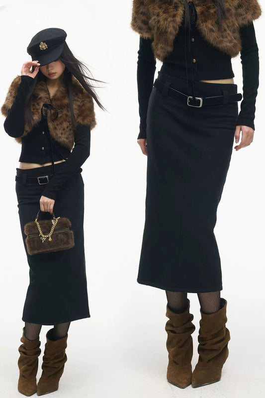 Knitted Sweatshirt Fabric Straight Skirt
