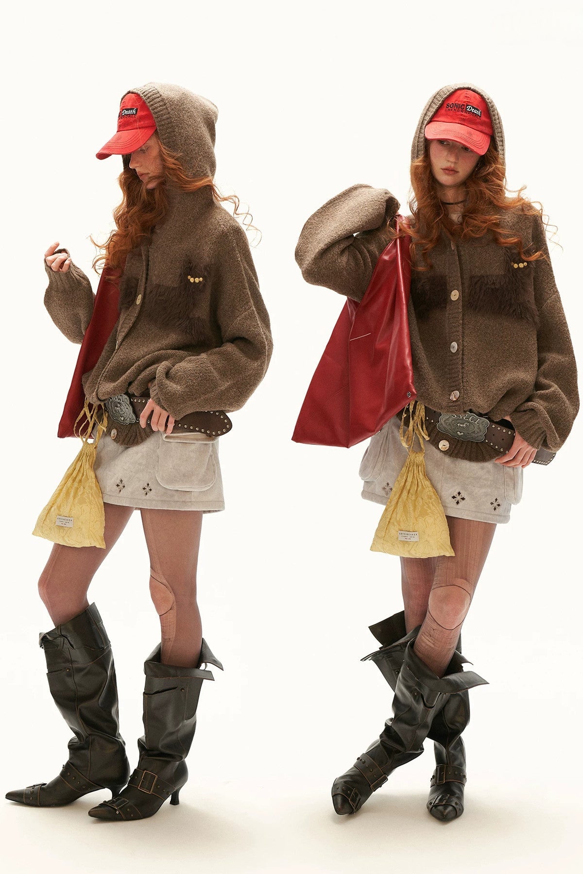 Cat Silhouette Hooded Air Fleece Cardigan