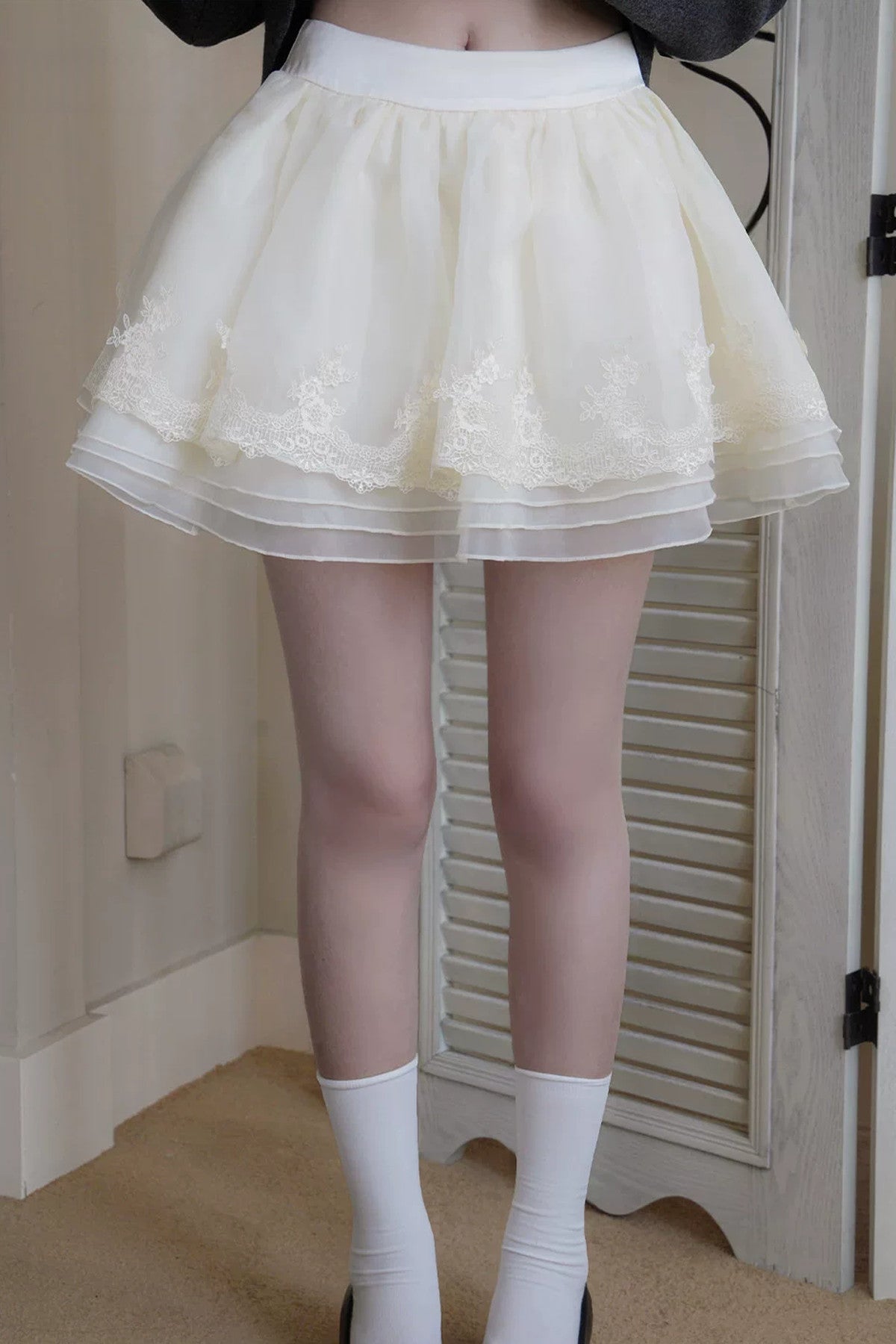High Waist Lace Layered Cake Skirt