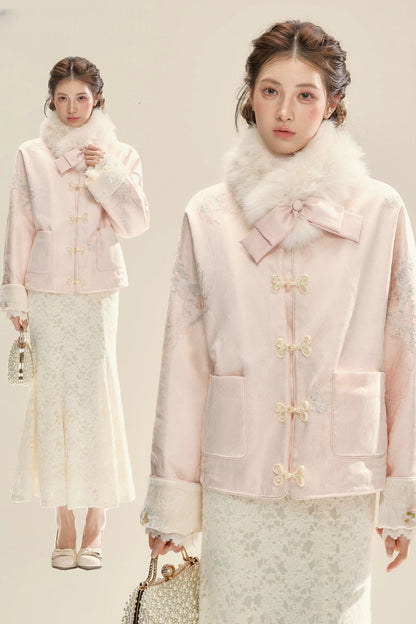 Pink Coat and Long Dress Set-Up