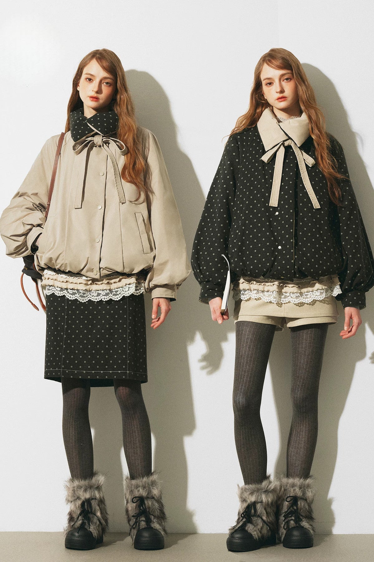 Reversible Polka Dot Bow Down Jacket