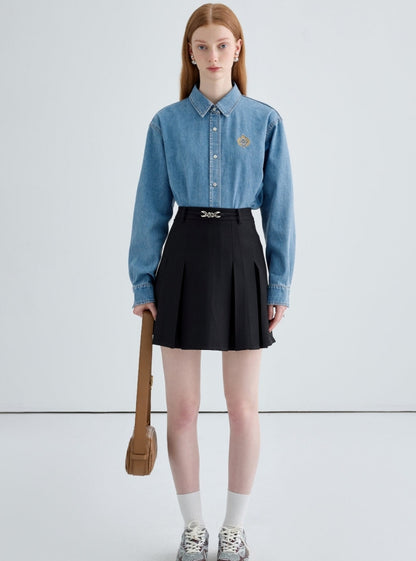 Washed Blue Bottomed Denim Shirt