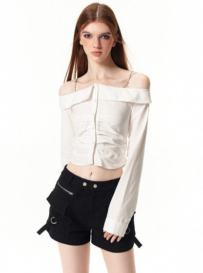 Long-sleeved off-the-shoulder Shirt