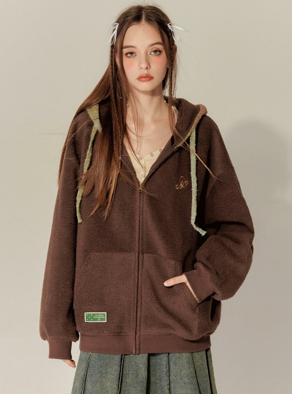 Retro Contrasting Gradient Hooded Coat