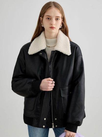 Fleece Collar Black Jacket