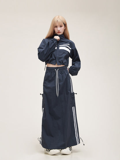 American Sportswear Crop Jacket Skirt Set-up