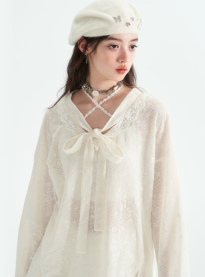 Lace long-sleeved sweater