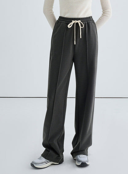 High-Waisted Straight Velvet Pants