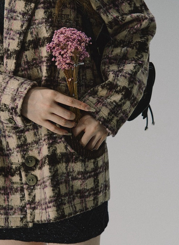 Vintage embroidered khaki check Coat