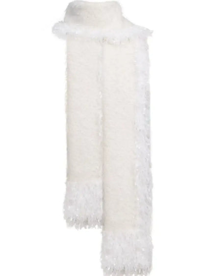 Tassel feather stitched scarf