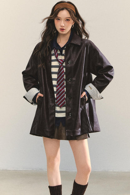 Motorcycle Plaid Leather Jacket