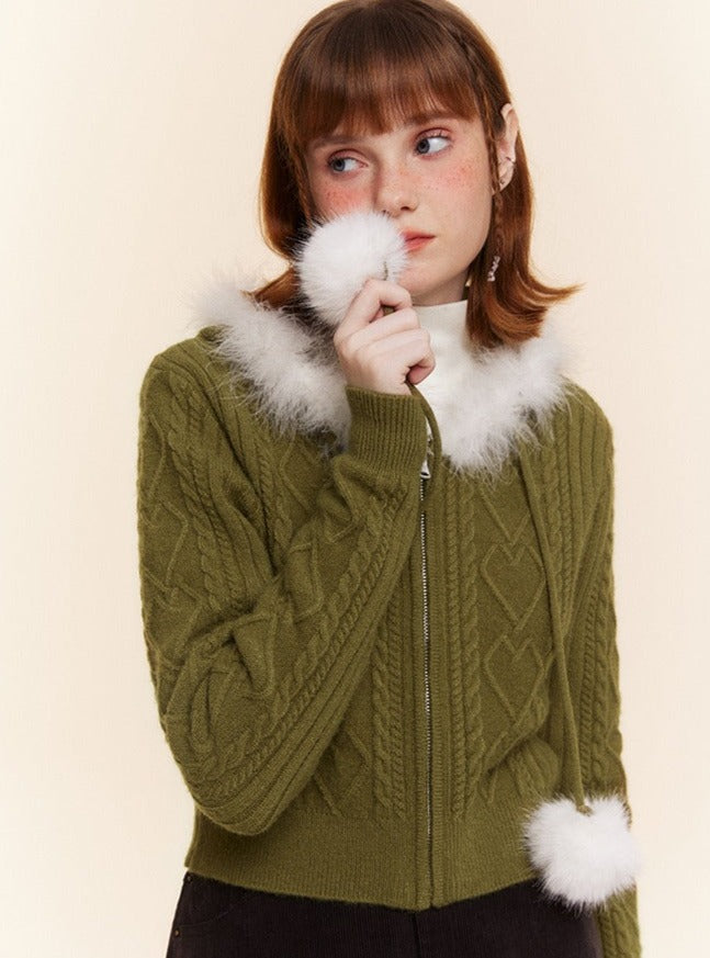 Knitted Crop Sweater Cardigan Coat