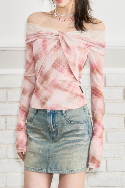 Design Lace Long Sleeve Top