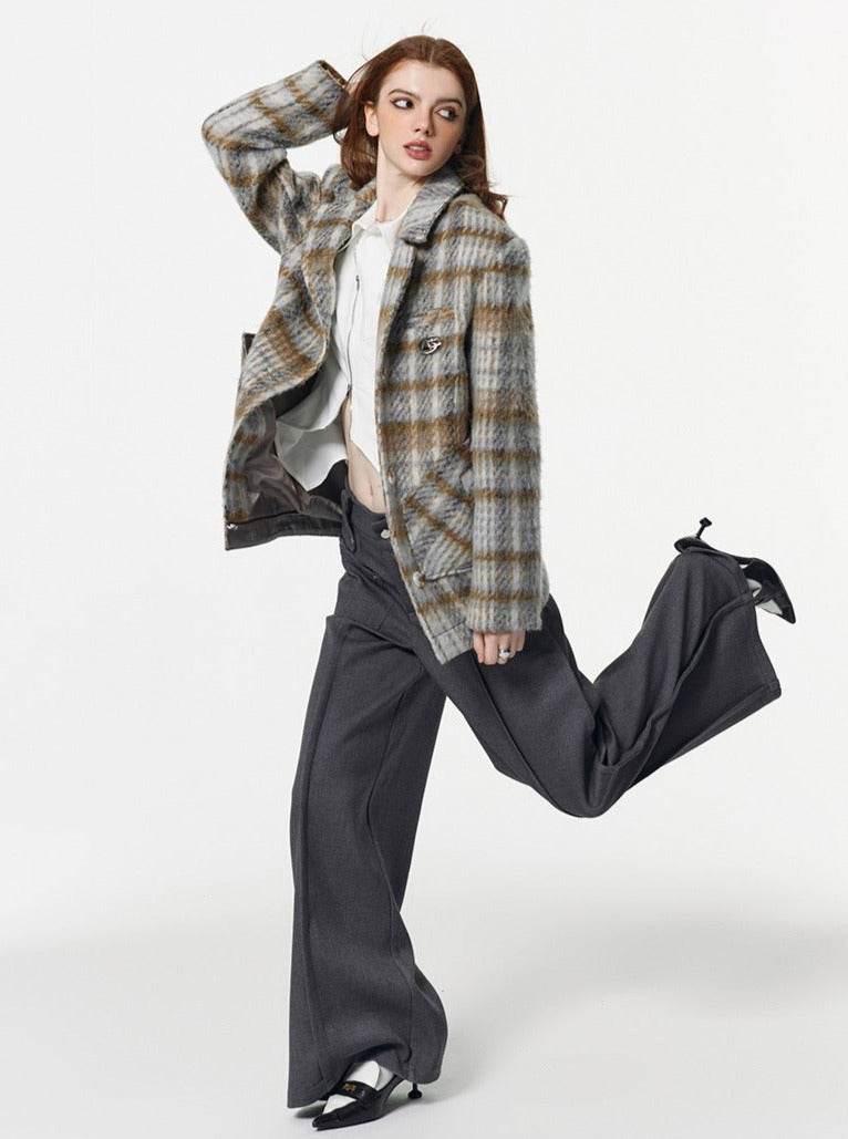 Midi Plaid Blazer Jacket