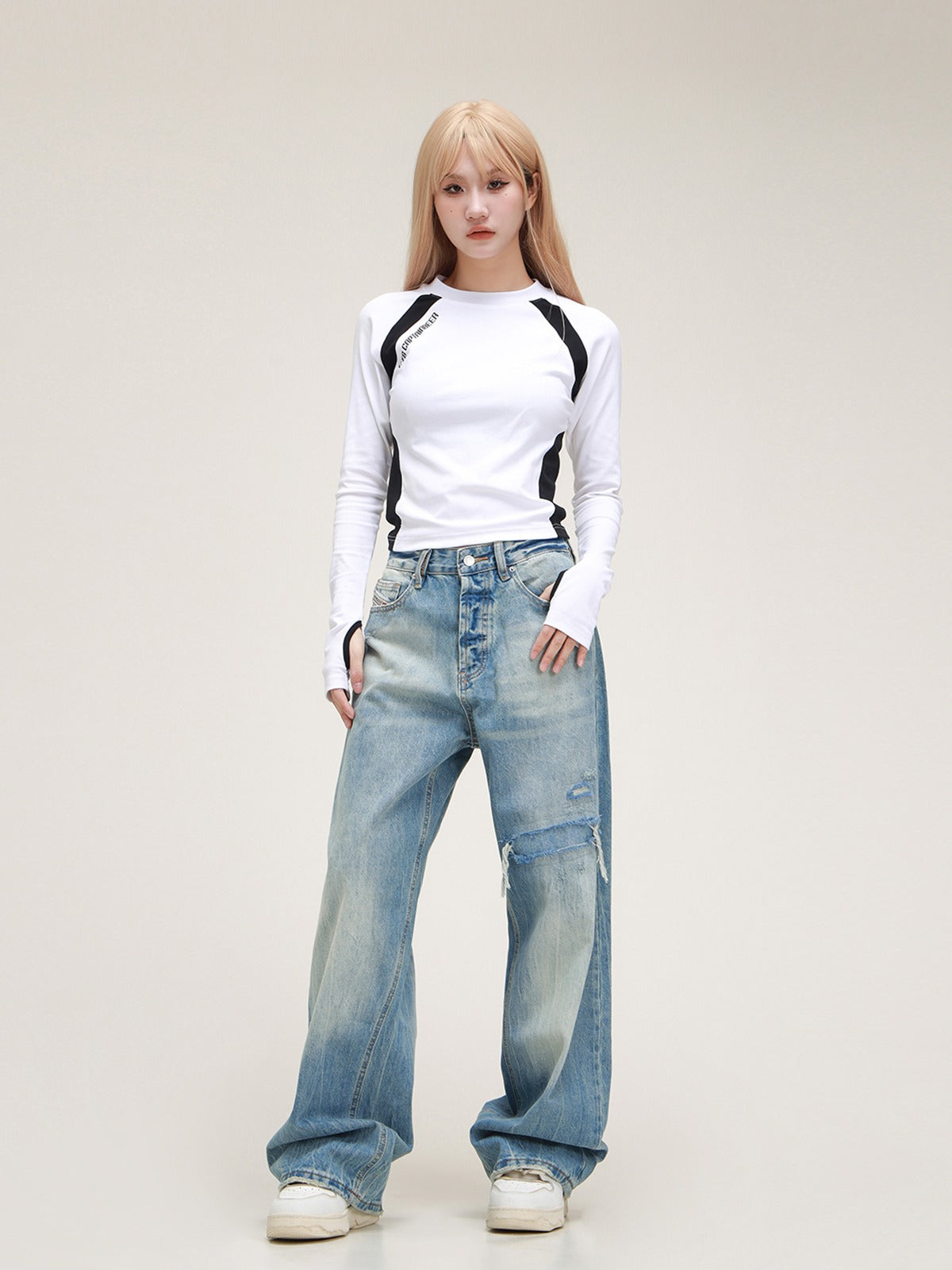 American Vintage zerrissene Distressed Wash Jeans Hosen