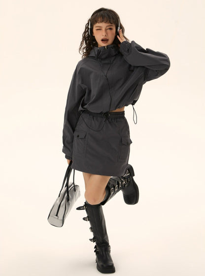 Functional wind short jacket short skirt