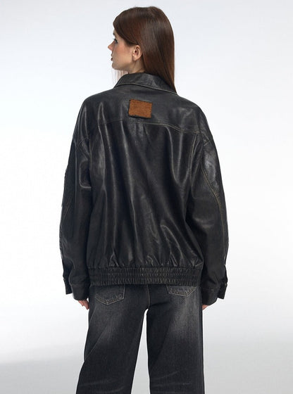 Oversized Loose Leather Jacket