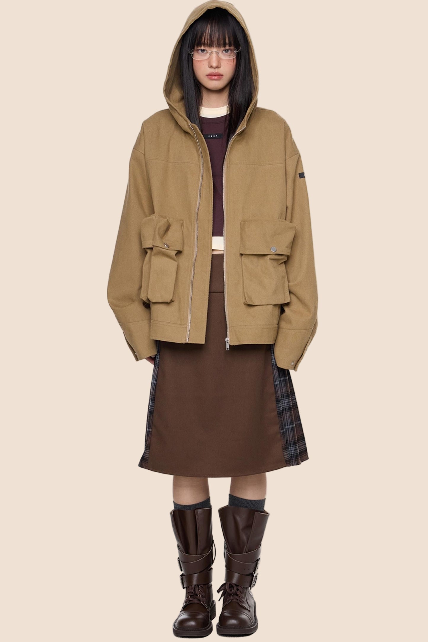 Vintage Fall Hooded Zip Jacket