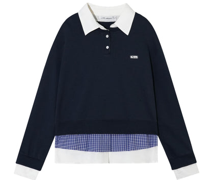 Loose Polo Collar Sweatshirt Top