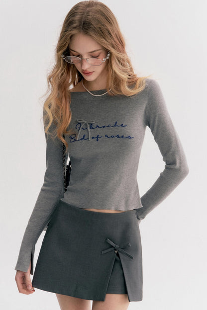 French Chain Sleeve Knit Top