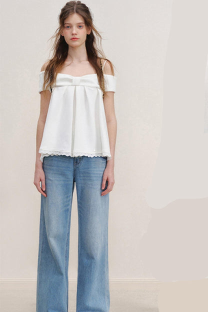 Romantic Lace Wide-Leg Jeans