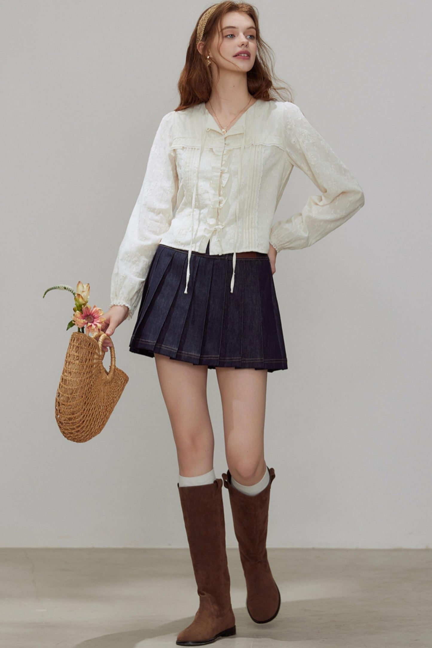 French Temperament V-Neck Shirt