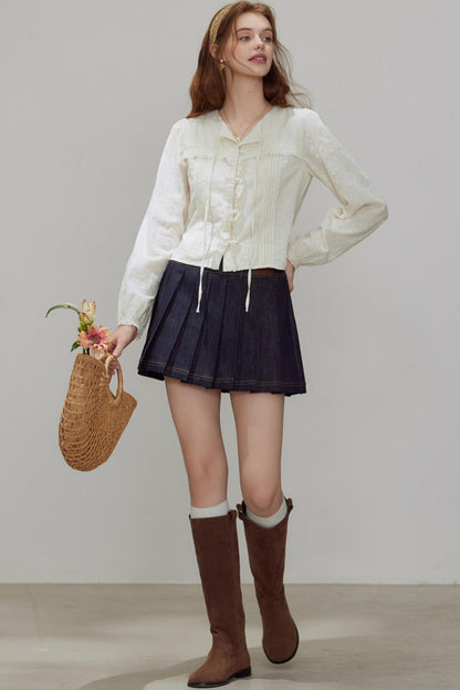 French Temperament V-Neck Shirt