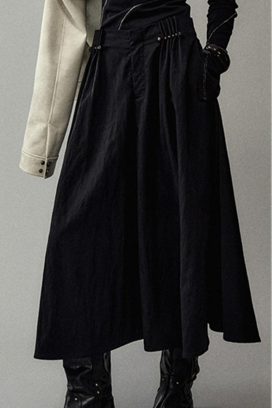 Pleated Pearlescent A-Swing Skirt