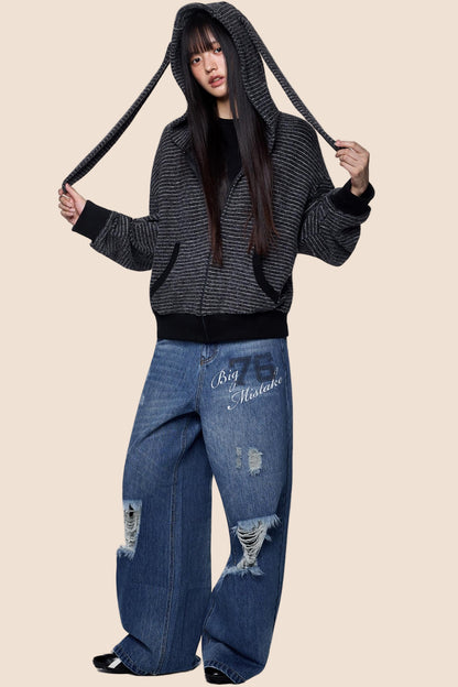 Lazy Vintage Rabbit Hooded Jacket