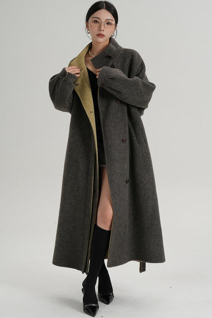 Elongated Temperament Wool Blend Coat