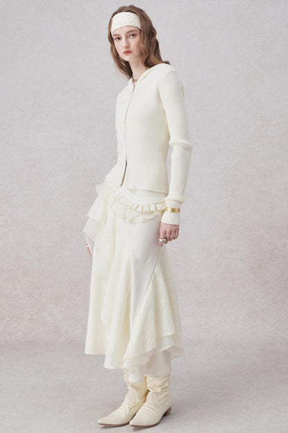 니트 후드 카디건 