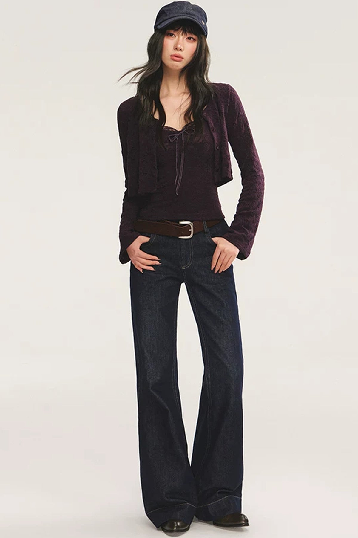 Knit Cardigan With Lace Camisole