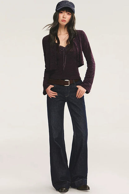 Knit Cardigan With Lace Camisole