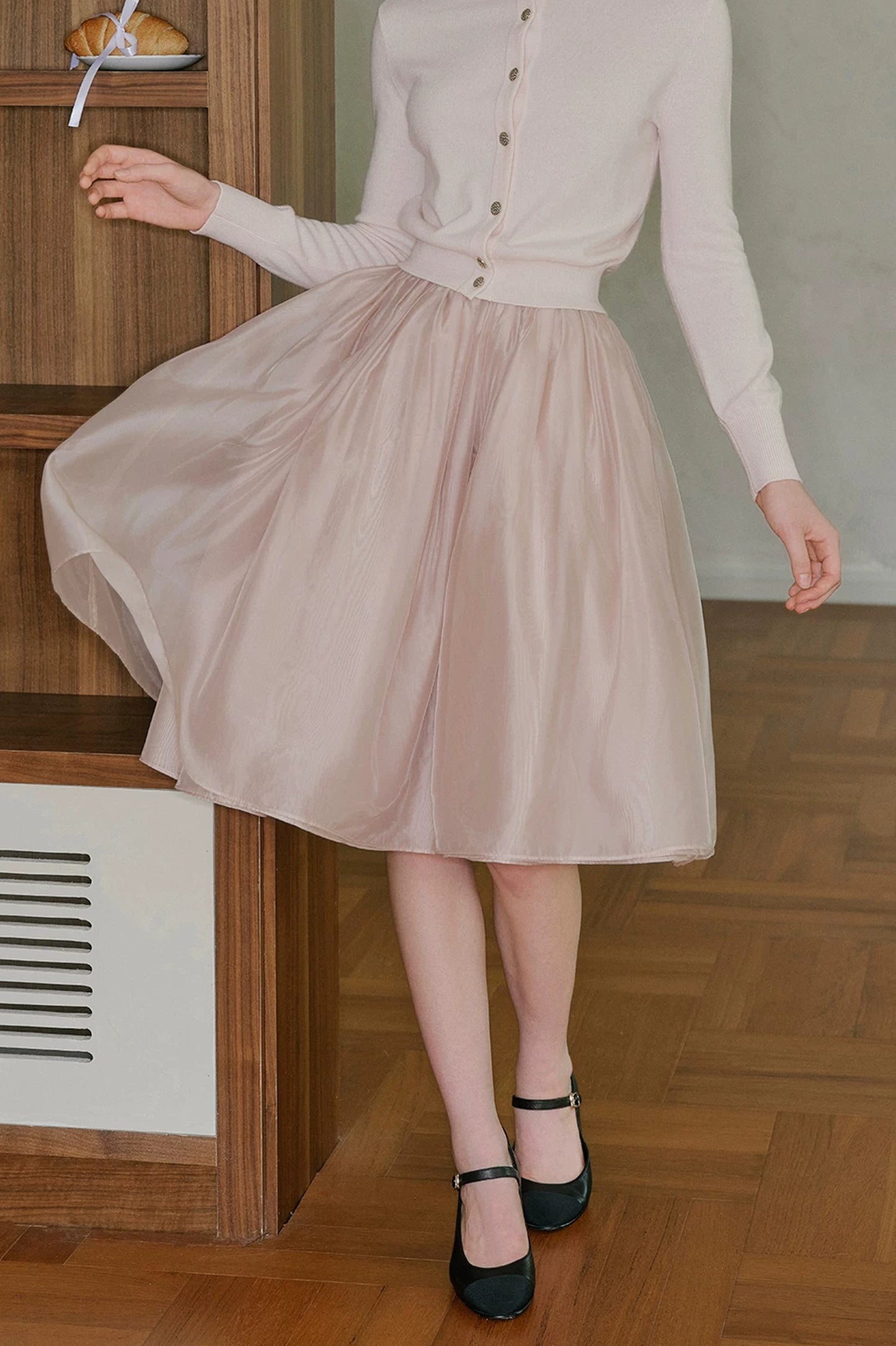 Pearlescent Mesh A-Line Skirt