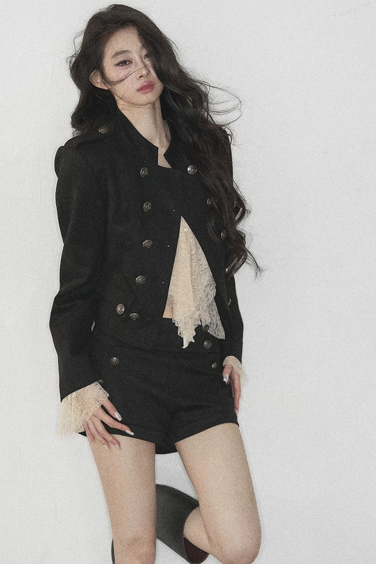 Ruffled French-Style Hollow-Out Blouse