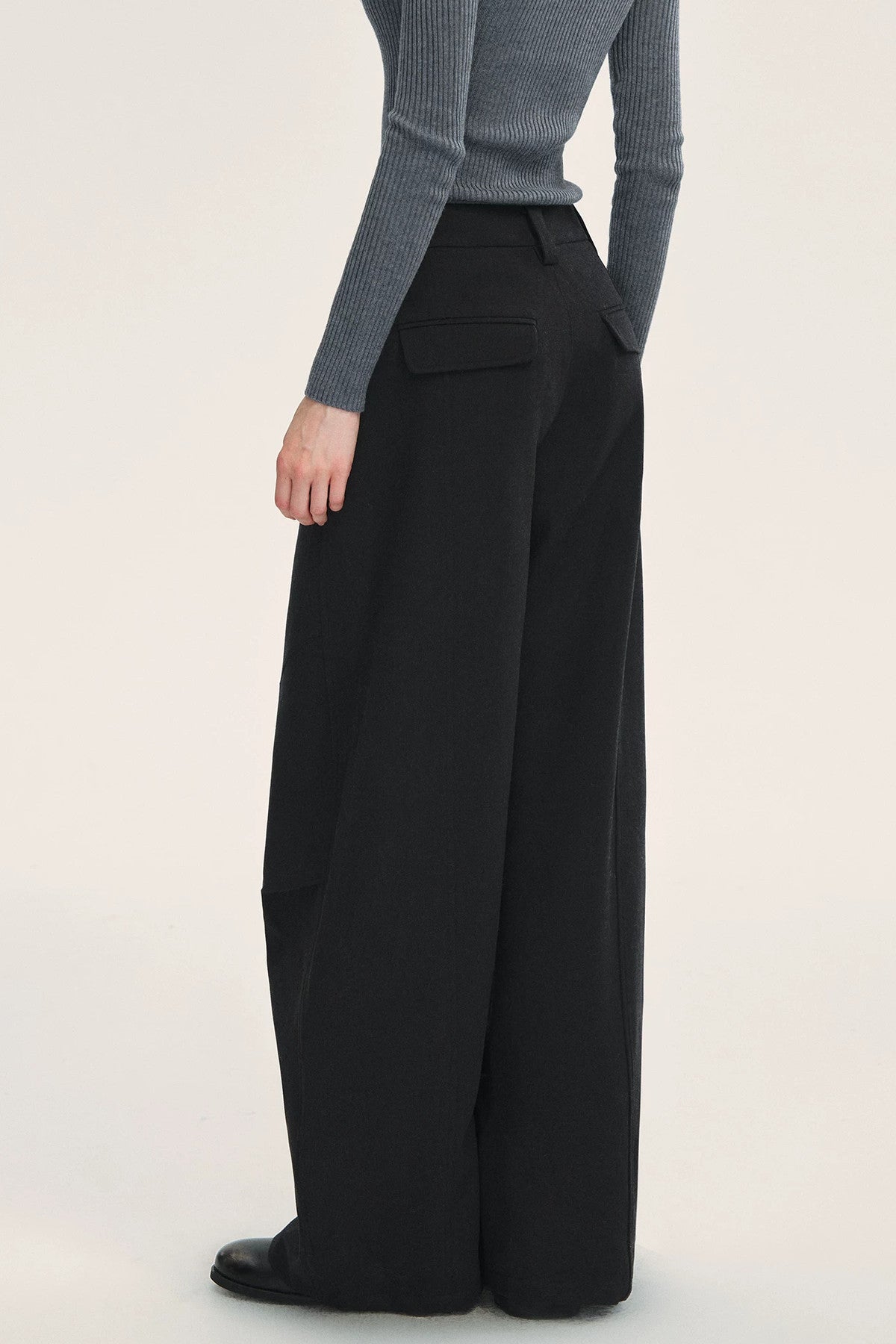 Black High-Waisted Woolen Pants