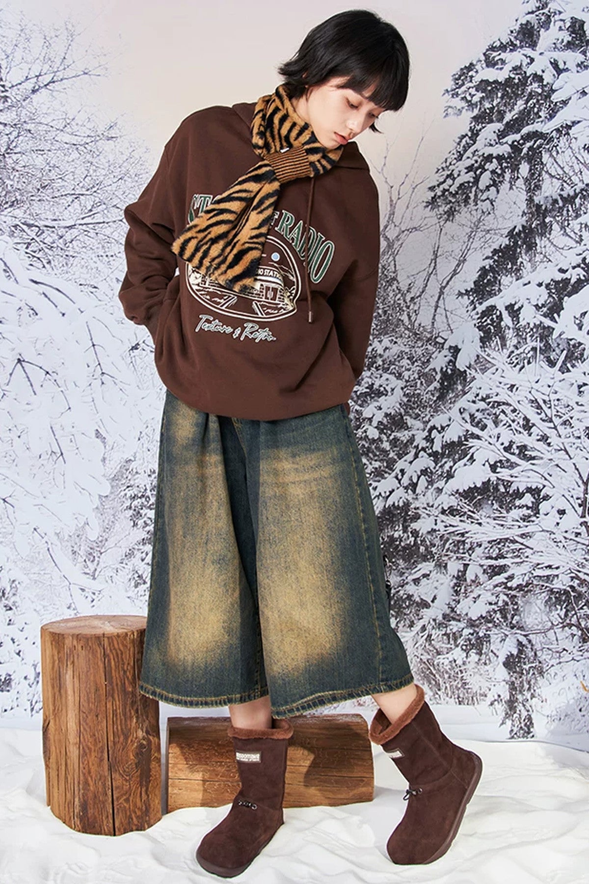 Fleece-Lined Flat Snow Boots