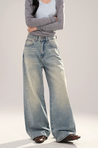 Vintage Washed Distressed Denim Pants