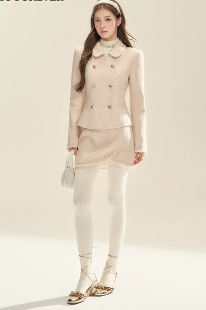 Apricot Pink Jacket and Skirt Set-Up