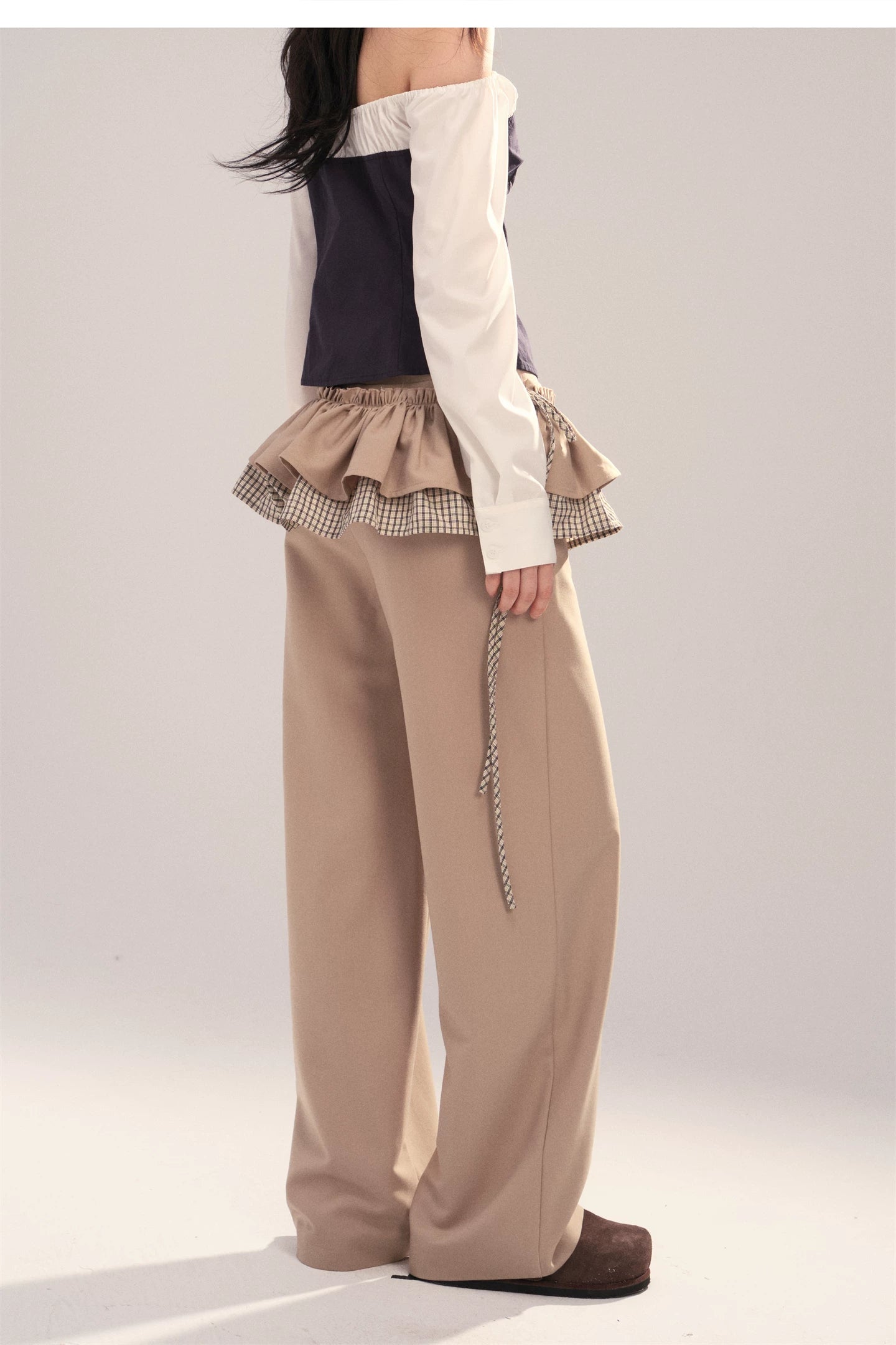 Detachable Plaid Patchwork Pants