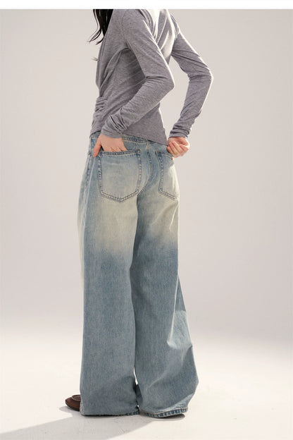Vintage Washed Distressed Denim Pants