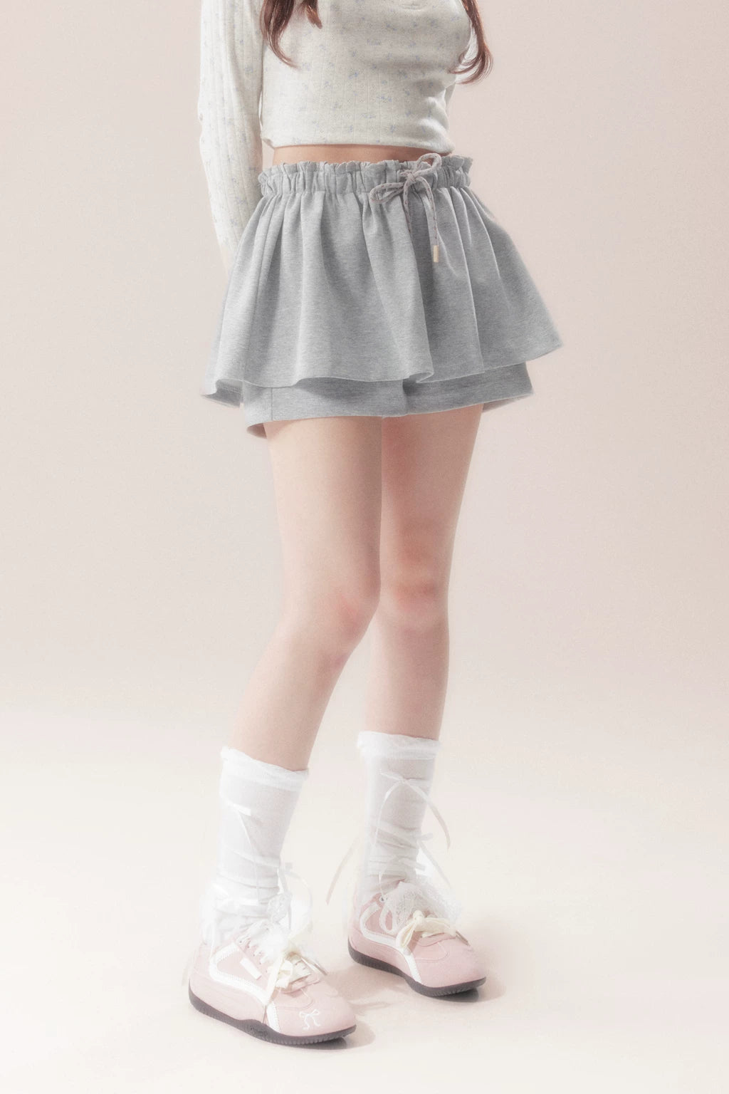 Drawstring Puffy Layered-Look Skirt