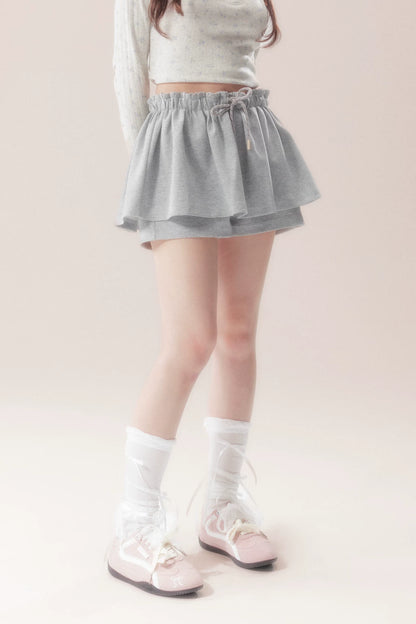 Drawstring Puffy Layered-Look Skirt