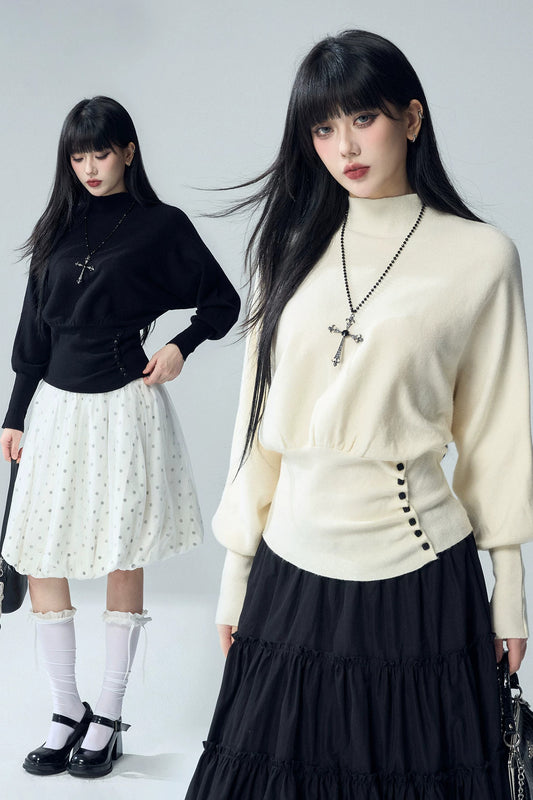 Short Batwing Knit Top