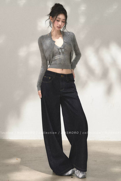 Grey Argyle Knit Cardigan With Camisole Set-Up