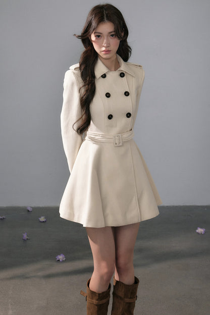 Double-Breasted Waist-Tie Lapel Trench Coat
