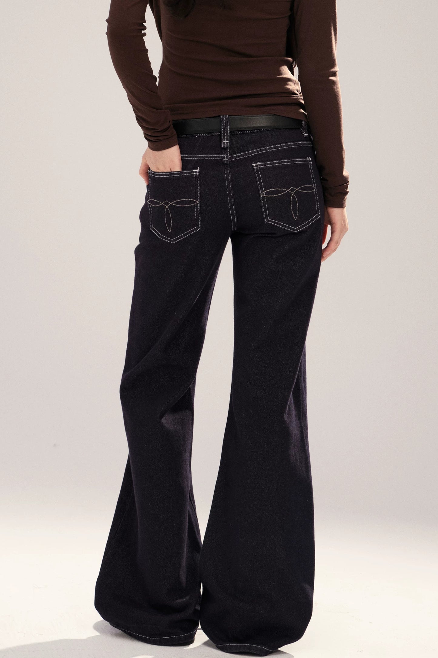 Retro Denim Straight-Leg Pants